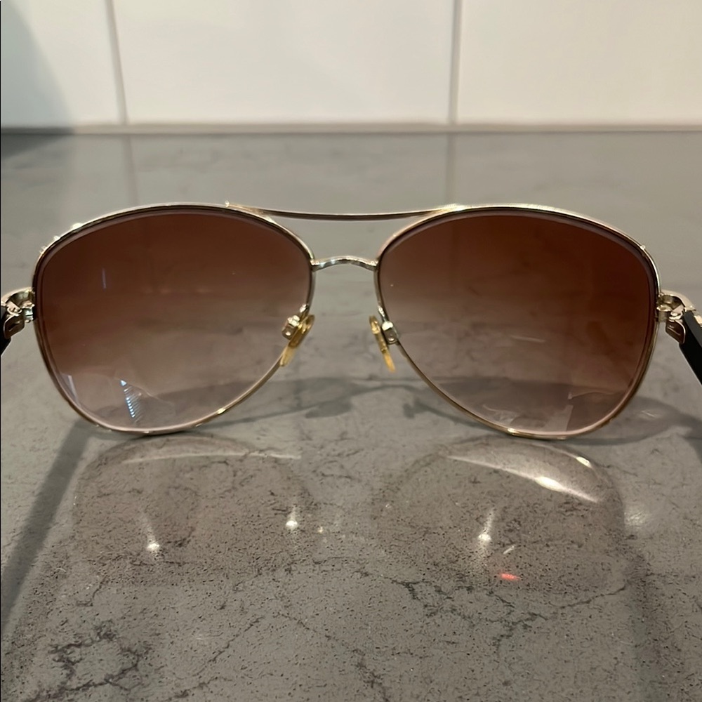 Burberry Gold Aviator Sunglasses - Prescription Lenses - Picture 4 of 12